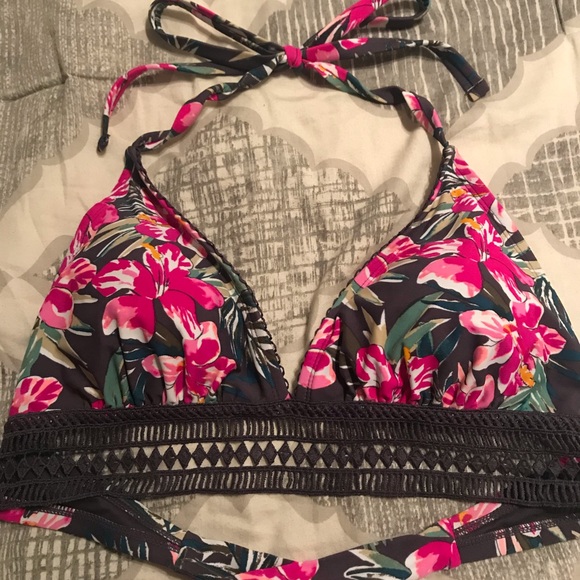 Xhilaration Other - Women's Swim Grey Floral Bikini Top